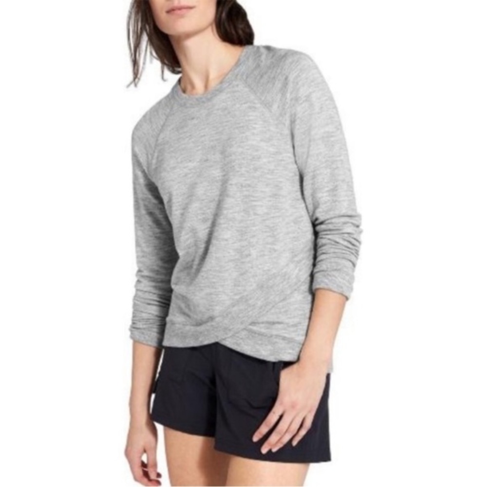 Athleta Medium Serenity Crossover Sweatshirt Gray - image 1